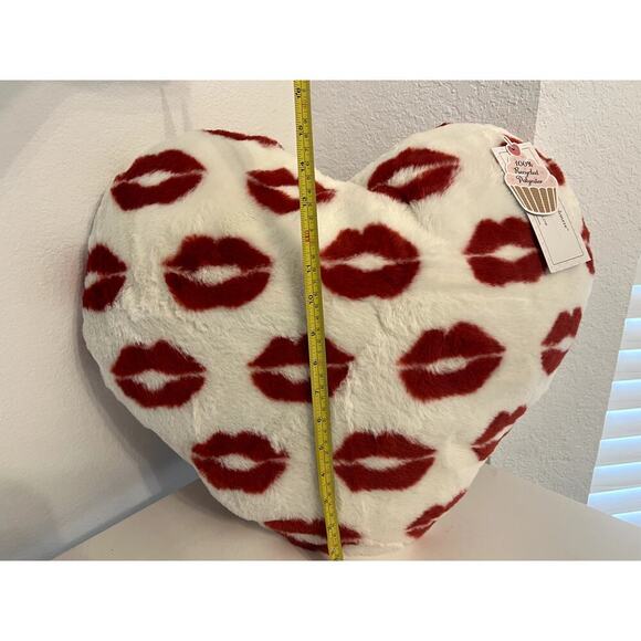 Cupcakes and Cashmere Decorative Pillow -Large Heart Shaped Pillow- Red Lips - Picture 4 of 4